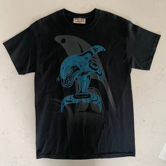 Native Origins Whale Tradition SS Crew Neck Cotton T Shirt Blue & Gray NSz M NWT - Picture 10 of 10